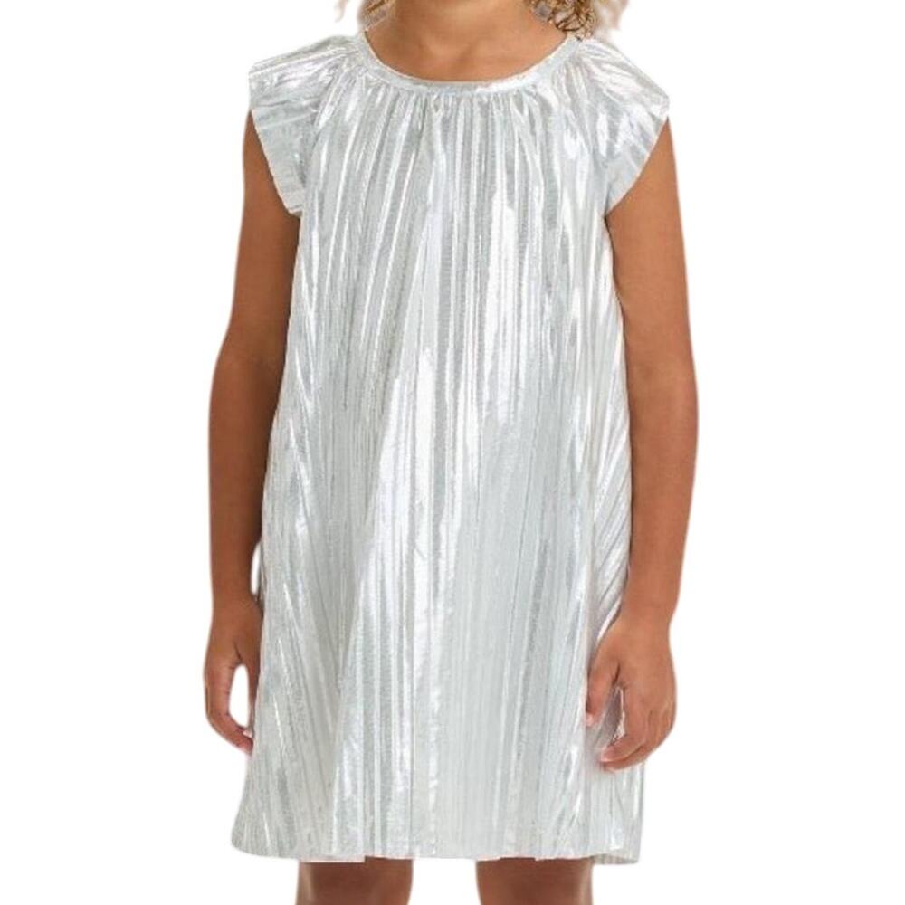 OshKosh B'gosh Silver Metallic Foil Pleated Dress 2T NWT Holiday